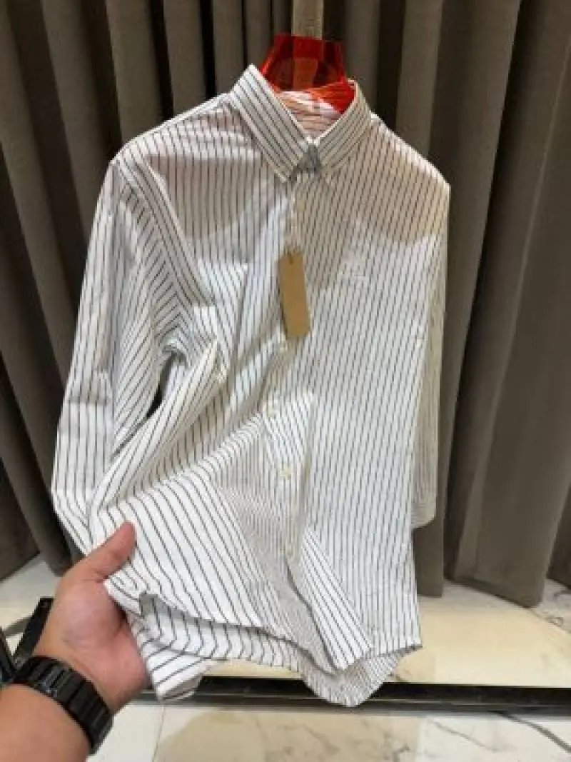 Lorro Pianna Chest Logo Lining Full Sleeves Shirt White - Image 2