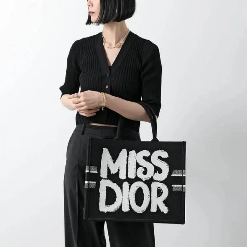Miss Dioor Graffiti Book Large Tote With OG Box & Dust Bag & Scarf (Black - 1027) - Image 5