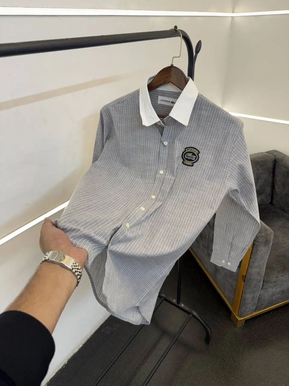 Lacoste imported oxford linen shirt grey - Image 2
