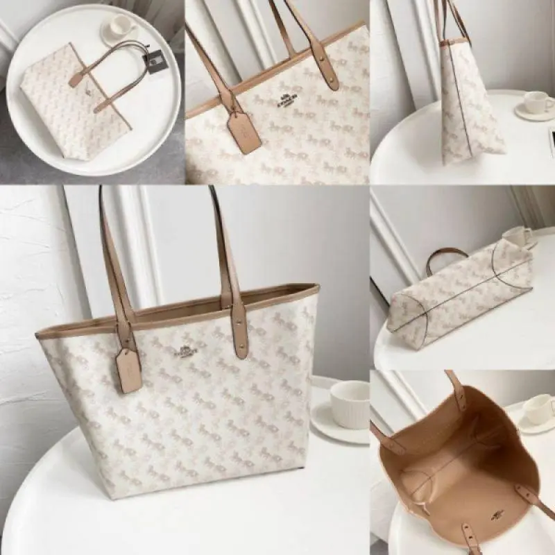 Coach Signature City Tote Bag With OG Box & Dust Bag (Printed Cream-838) - Image 7