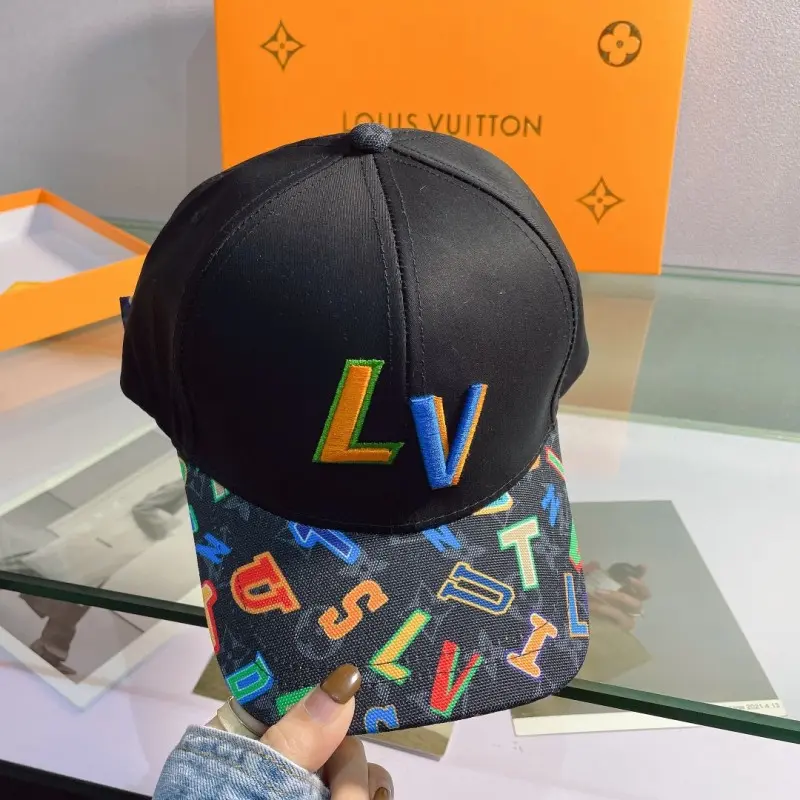 Louis Vuitton Embroidered Front Logo Alphabetic Black Premium Unisex Cap With Safety Box - Image 2