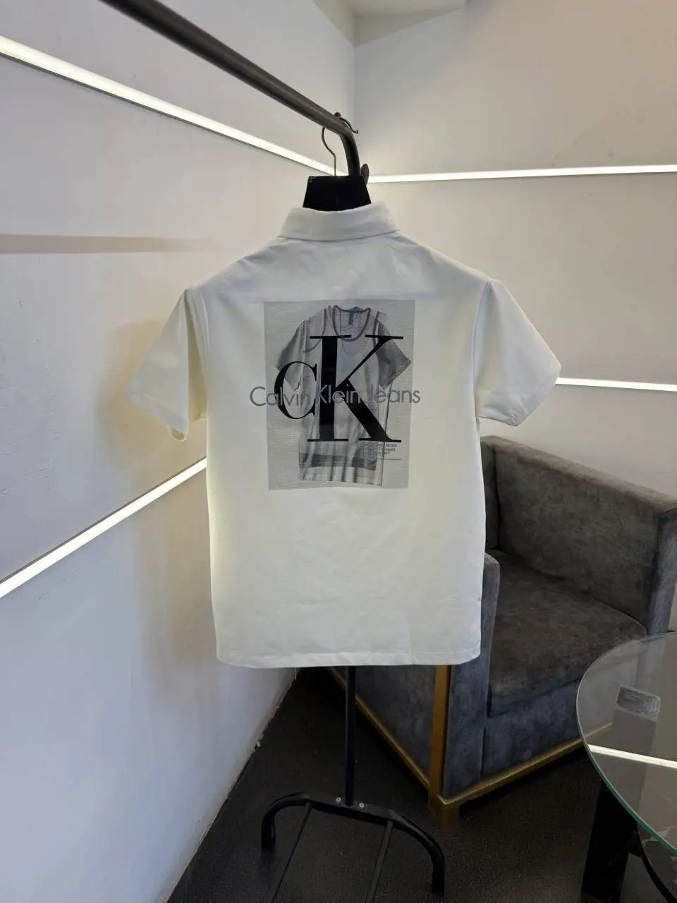 Calvin kline cream front and back print turkish imported polo Tshirt salw - Image 3