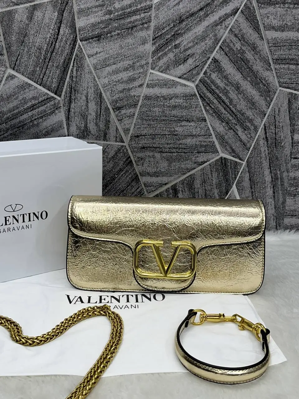 Valentino V Logo Long Shoulder Bag Clutch With Original Packing - Image 7