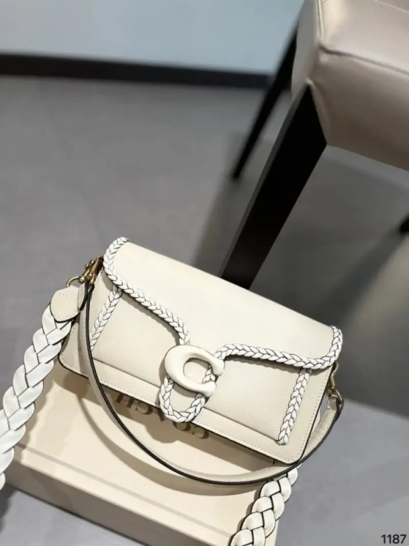 Coach Tabby 26 Elite Quality Shoulder Bag With OG Double Magnetic Box & Dust Bag & 2 Belts (Of White-664)