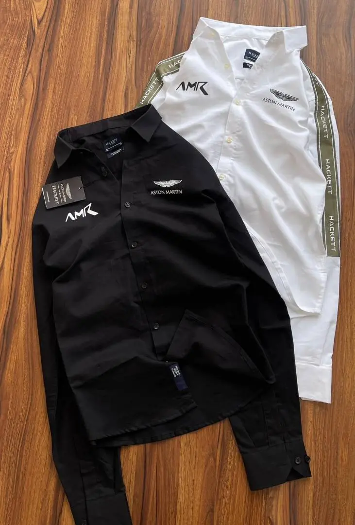 Hackett Aston Martin Chest Logo Full Sleeves Shirt Black - Image 2