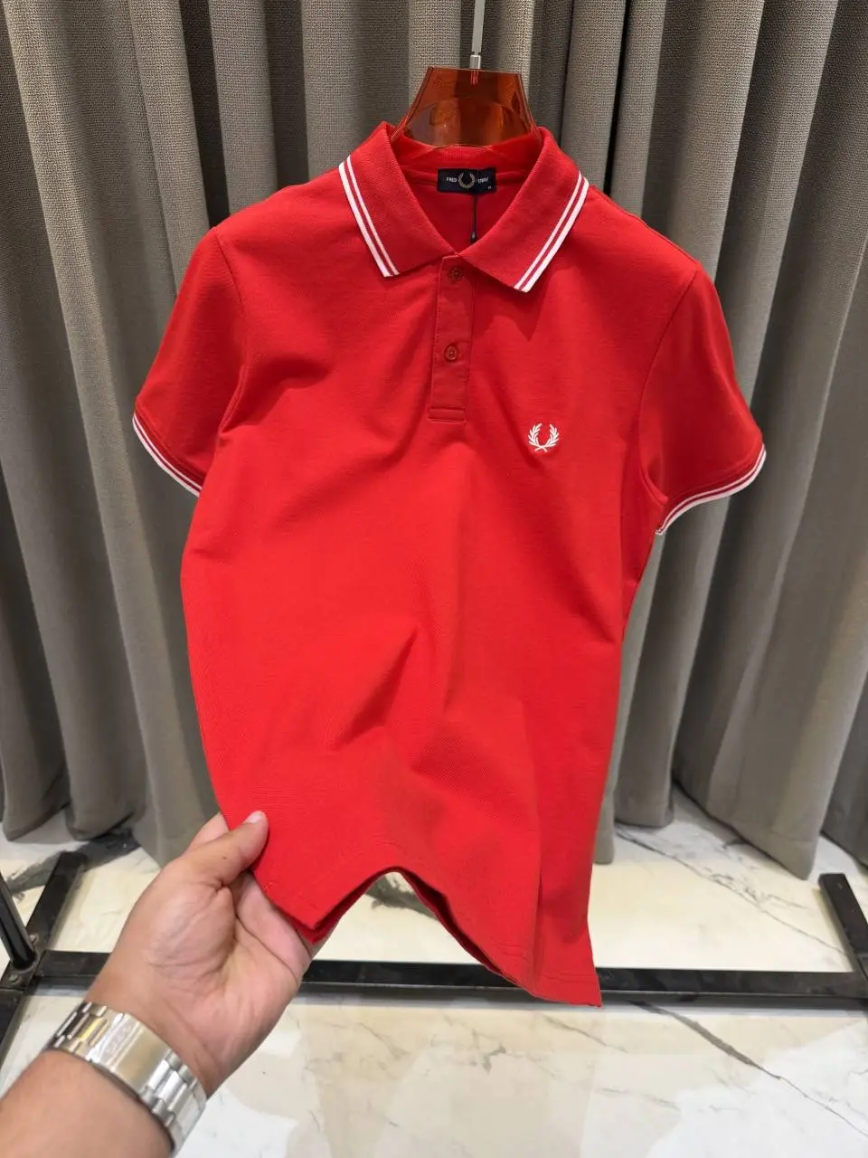 Fred Perry Premium Red Polo Tshirt - Image 2