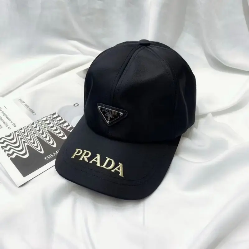 Prada Re Edition Double Front Logo Black Premium Unisex Cap (With Safety Box) - Image 3