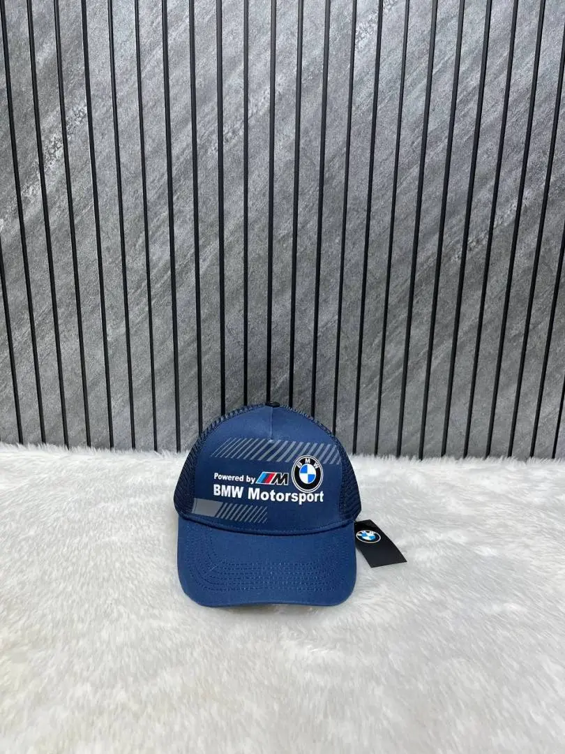 Bmw Motorsport Navy Blue Sports Premium Unisex Trucket Hat With Safety Box - Image 3