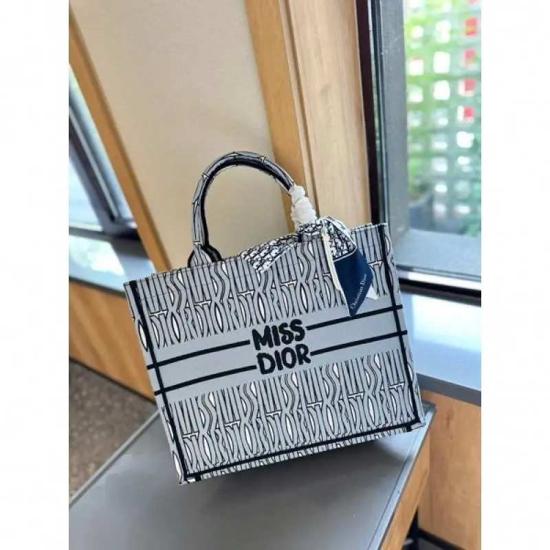 Miss Dioor Graffiti Book Large Tote With OG Box & Dust Bag & Scarf (Blue - 1032) - Image 2