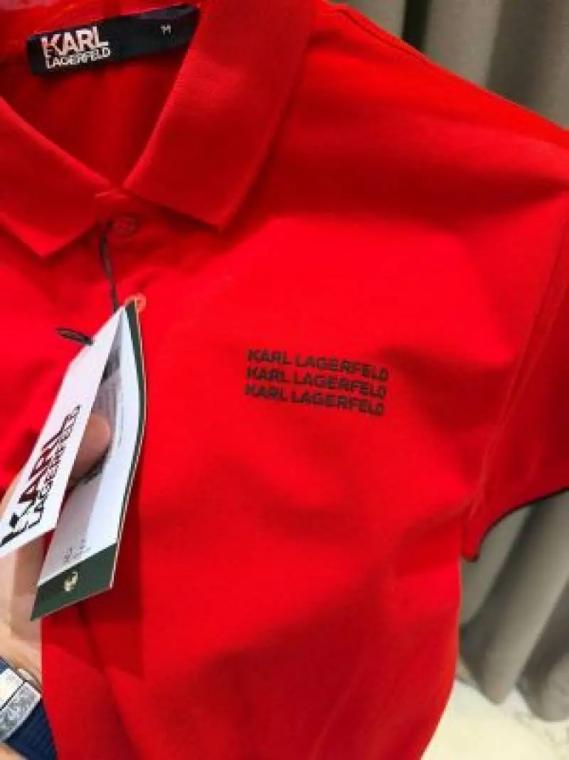 Karl Legarfield Chest Logo Polo T-shirt Red - Image 3