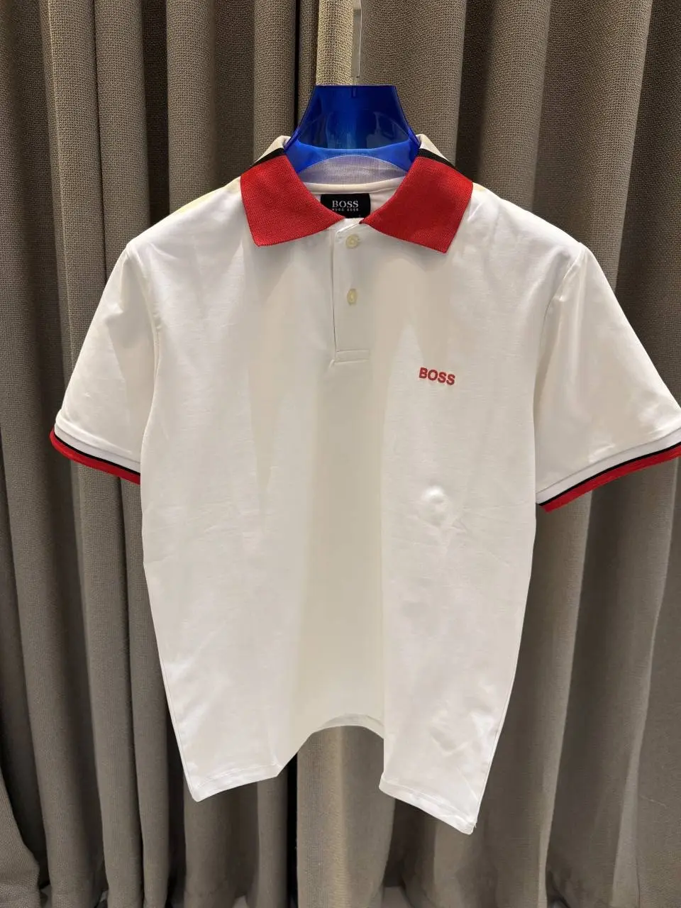 Boss Premium Polo Tshirt White Red - Image 4