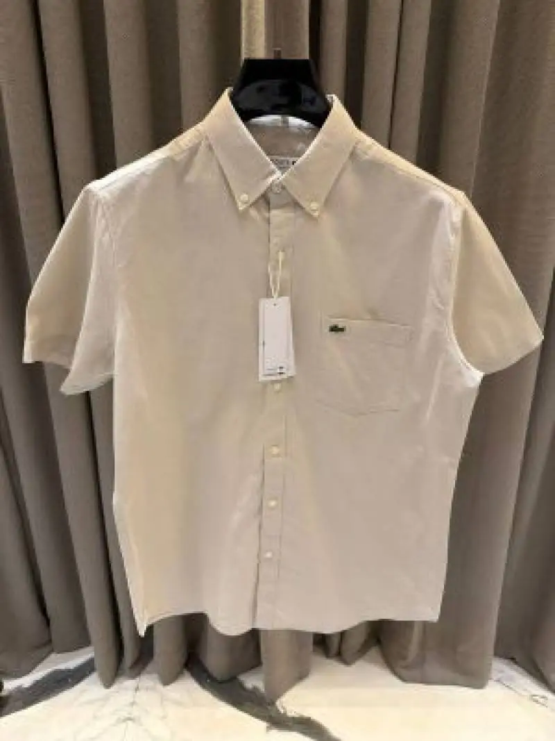 Lacoste Chest Logo Half Sleeves Shirt Cream - Image 2