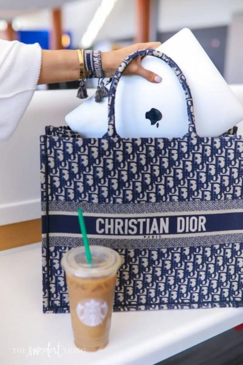 Dior Book Tote Oblique Embroidery With OG Box & Dust Bag & Scarf (Navy-154) - Image 6