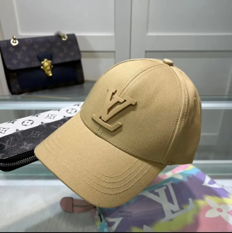 Louis Vuitton Front Logo Embossed Premium Unisex Cap (With Safety Box) (Beige)