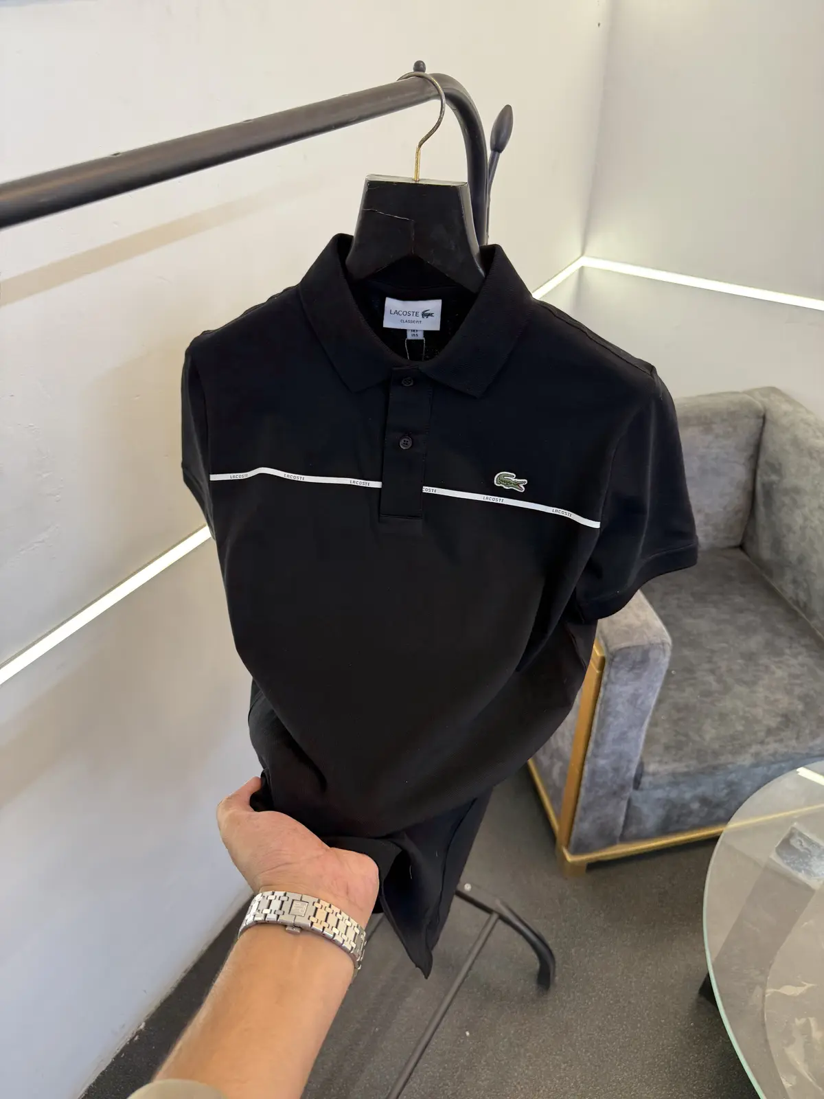 Lacoste imported polo tshirt black Strip - Image 2