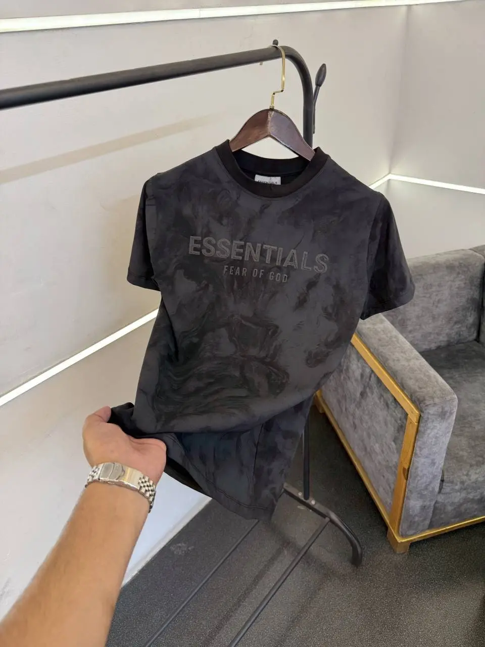 Essentials laser print imported round neck tshirt black - Image 2