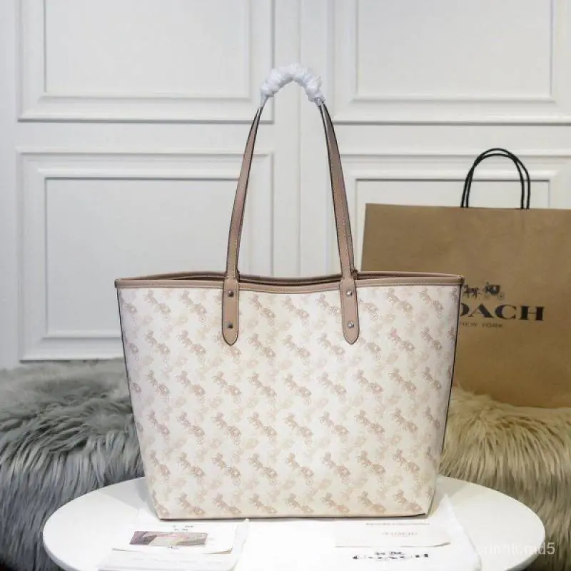 Coach Signature City Tote Bag With OG Box & Dust Bag (Printed Cream-838) - Image 5