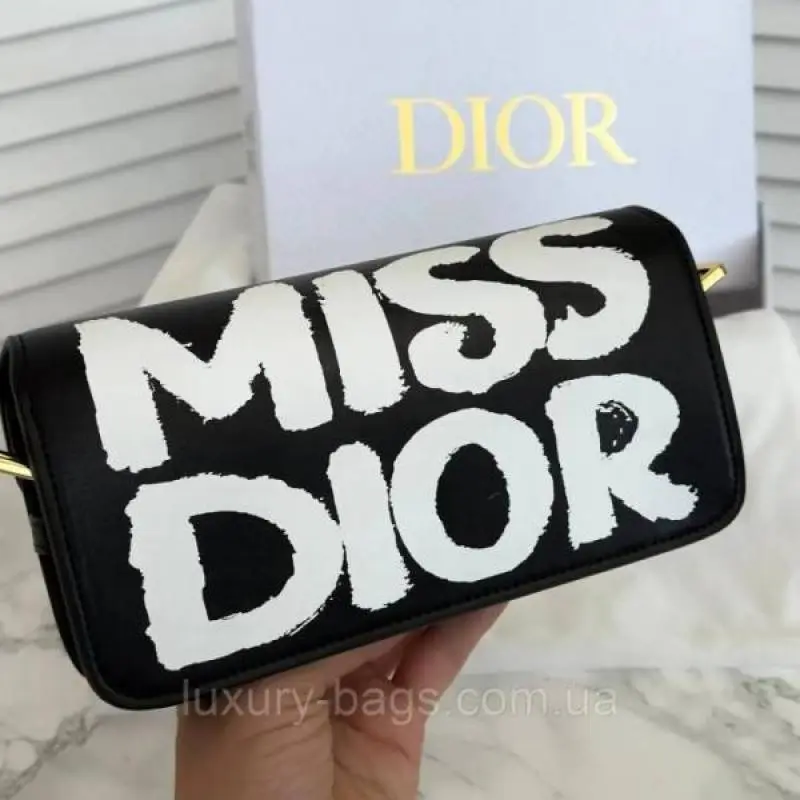 Miss Dioor Luxury Edition Superior Quality Flap Shoulder Bag With OG Box & Dust Bag (Black - 1017) - Image 6