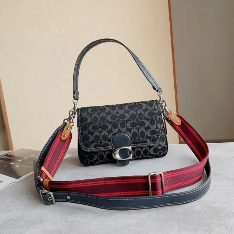 Coach Soft Tabby Premium Quality Shoulder Bag With OG Magnetic Box & Dust Bag & 2 Belts (Black-643) - Image 4