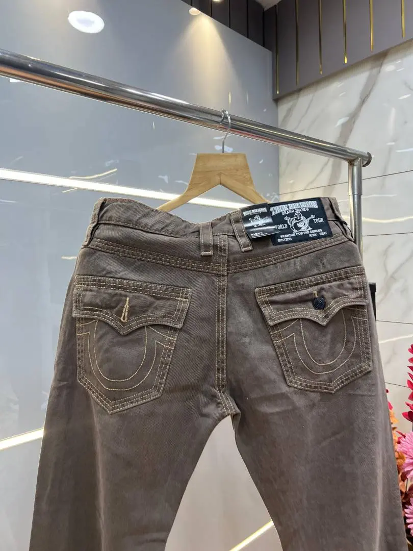 True Religion Brown Straight fit Premium Imported Stretchable Lycra Fabric Denim with Back Pocket Embroidered Design 4174 - Image 3