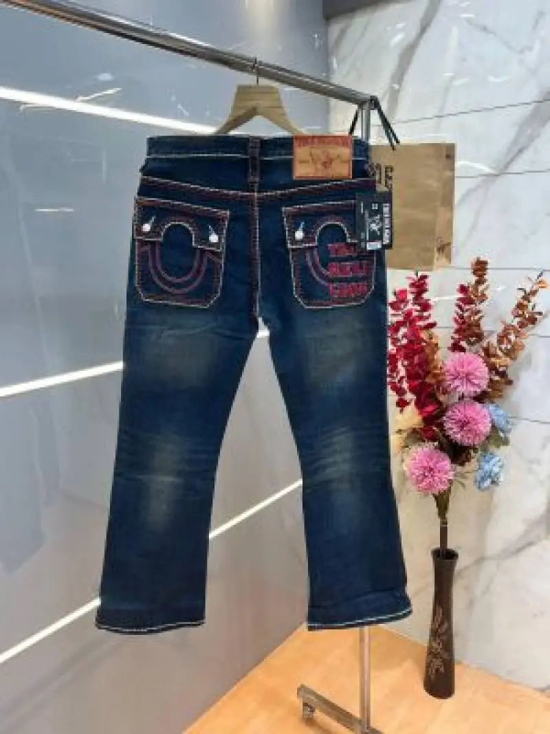 True Religion Dark shade Boot Cut Premium Imported Stretchable Lycra Fabric Denim with Back Pocket Embroidered Design 4108 - Image 4