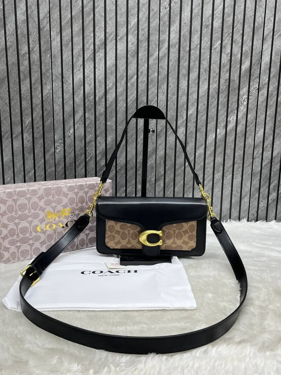 Coach Tabby 26 Black-Beige With OriginalBox DustCover 2Belt