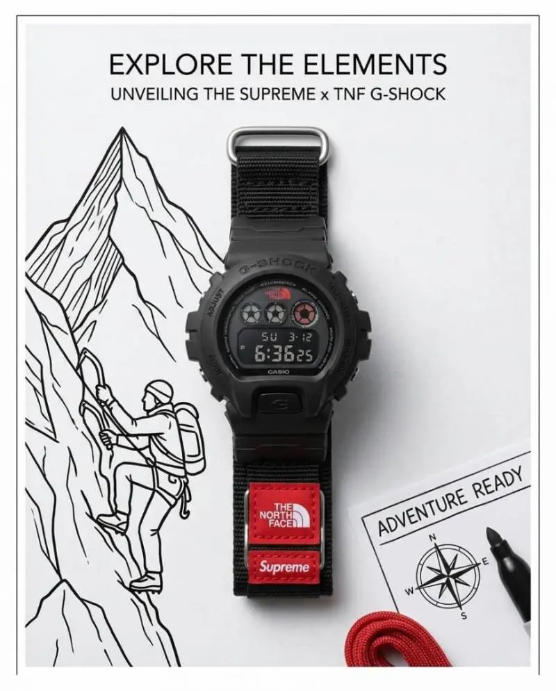 Casio G Shock x Supreme x Special Editio n full black and red