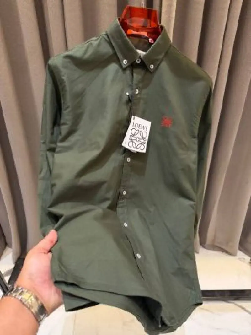 Loewe Chest Logo Full Sleeves Shirt Green - Image 3