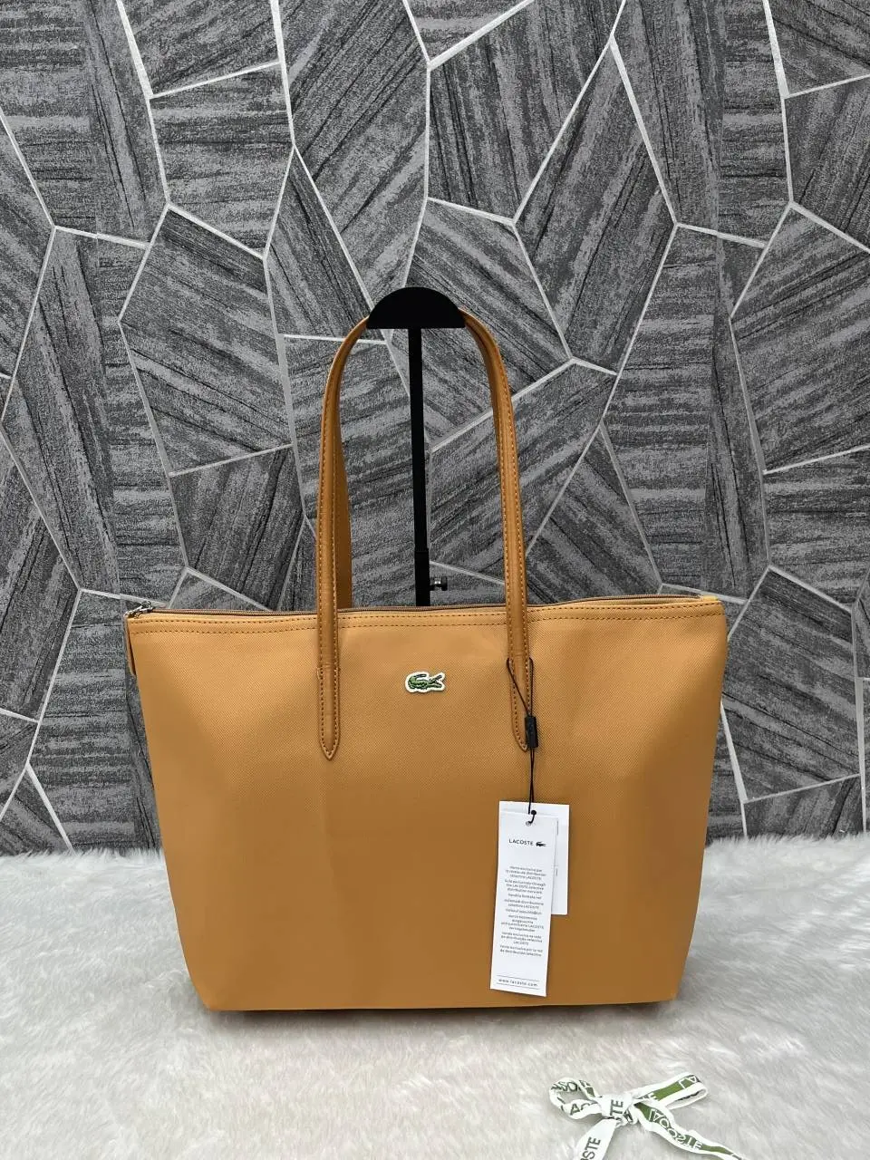 Lacoste Leather Tote Tan Premium With Original Packing - Image 2