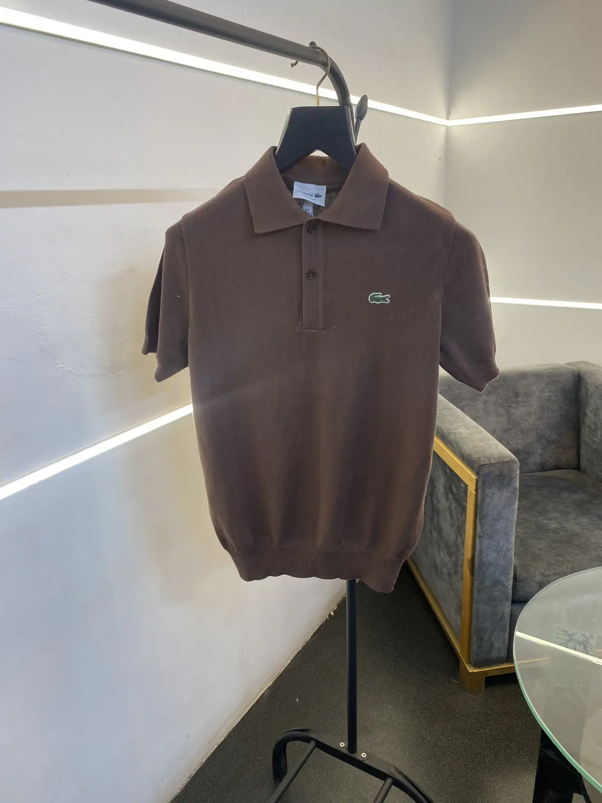 Lacoste Old money knitted fabric imported polo tshirt brown