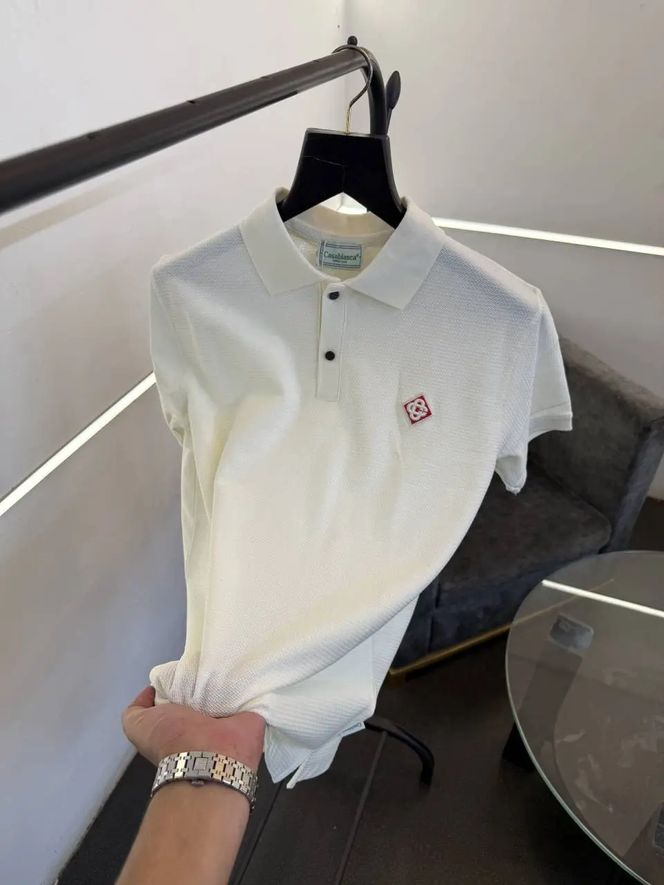 Casablanca cream imported knitted fabric polo tshirt sale - Image 2