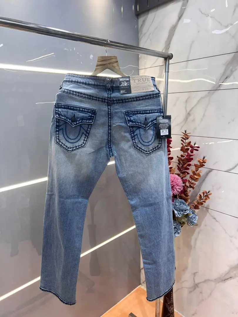 True Religio n Light Shade Premium Imported Stretchable Lycra Fabric Straight fit Denim with Back Flap pocket Design 3231 - Image 2