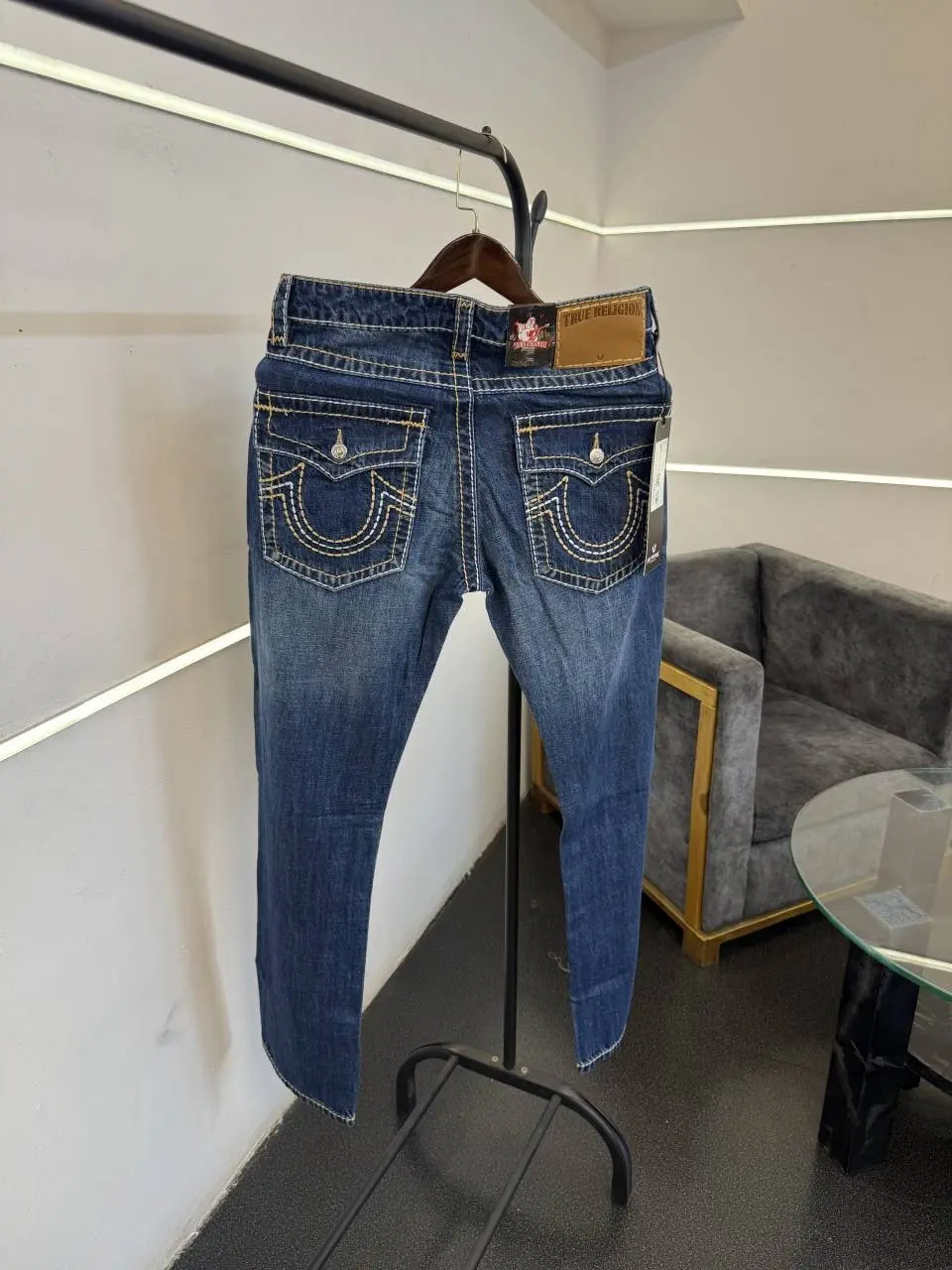 True religion straight fit imported denim with brand buttons and packing - Image 3