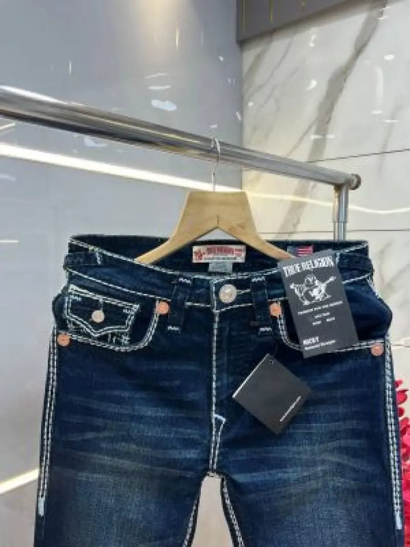 True Religio n Dark Shade Boot cut Premium Imported Stretchable lycra fabric Denim with back flap pocket Design Denim 3955 - Image 5
