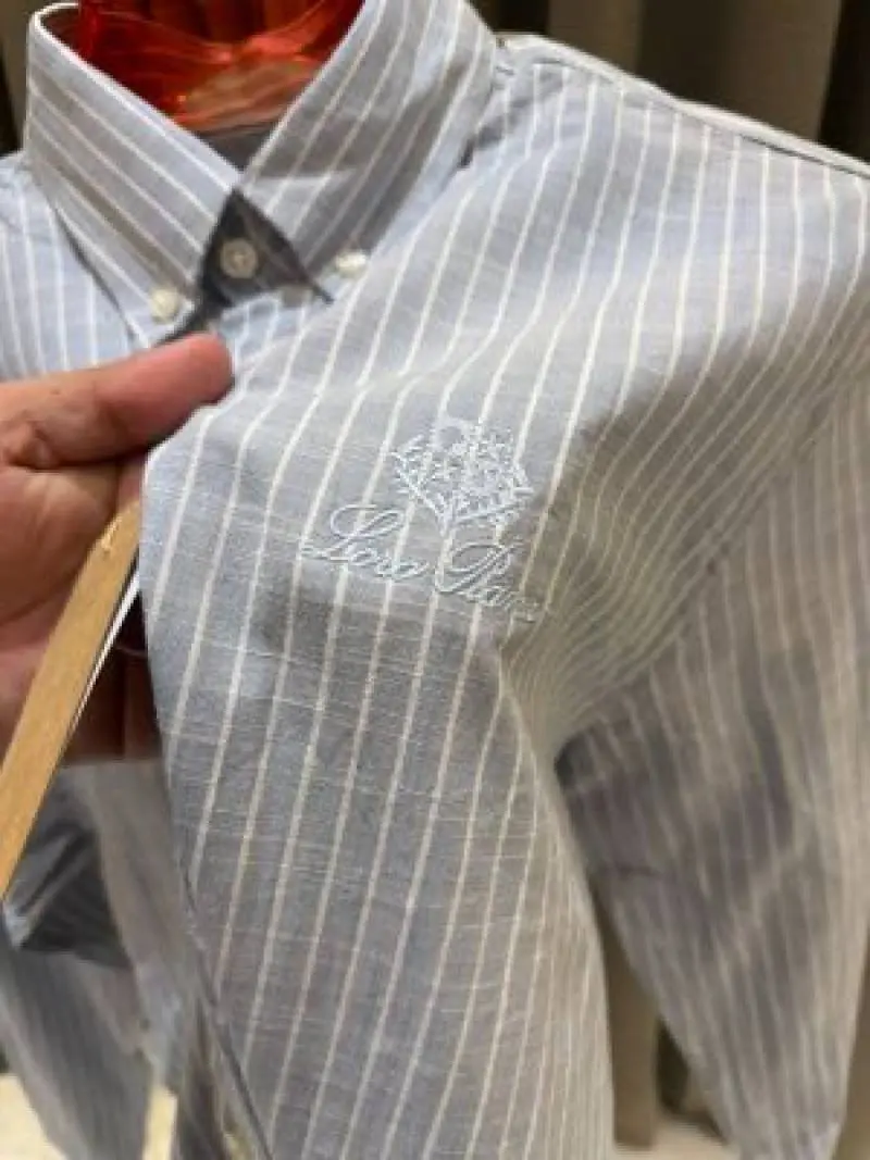 Lorro Pianna Chest Logo Lining Full Sleeves Shirt Grey - Image 3
