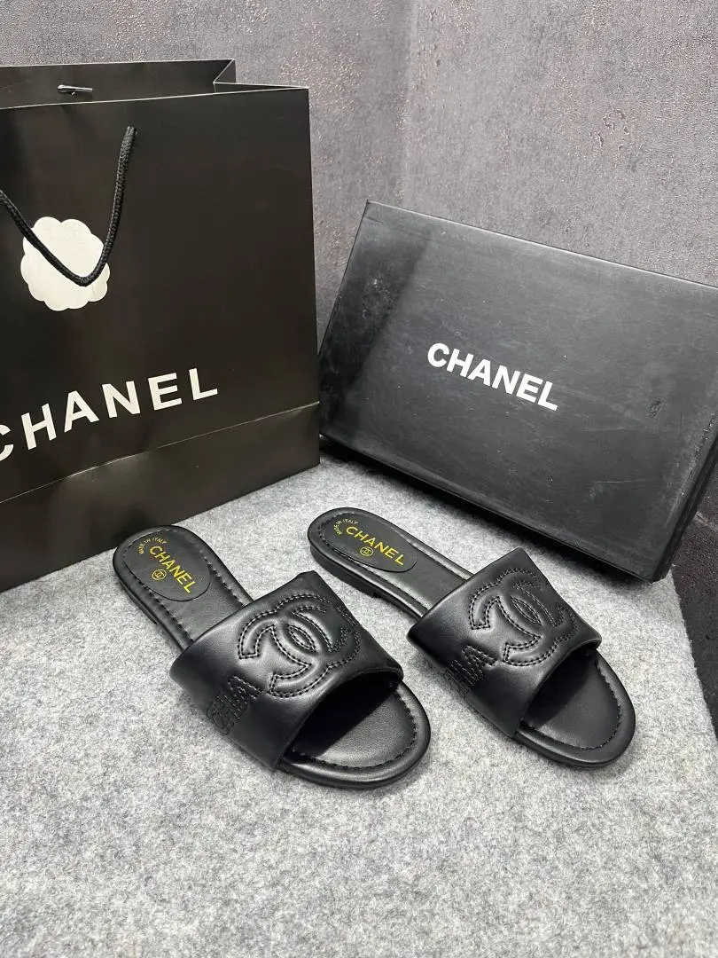 Chanel Lambskin Quilted CC Platform Mules Black With OG Box Carry Bag 21P - Image 3