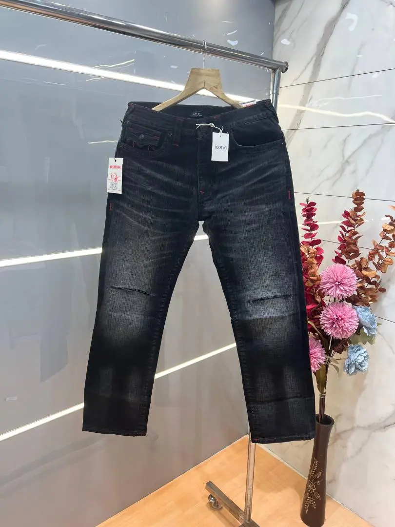 True Religion Dark Shade Straight Fit Premium Imported Fabric Denim with Back Flap pockets and Embroidered work 4210 - Image 2