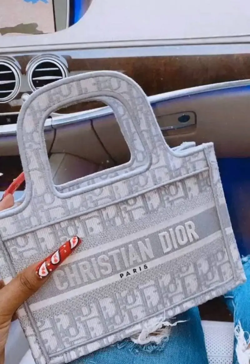 Dior Book Tote Mini Grey With OriginalBox DustCover RibbonPacking - Image 4