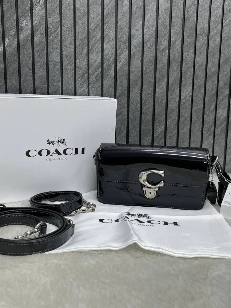 Coach Studio Baguette Patent-Black Leather With OriginalBox DustCover Tags - Image 5