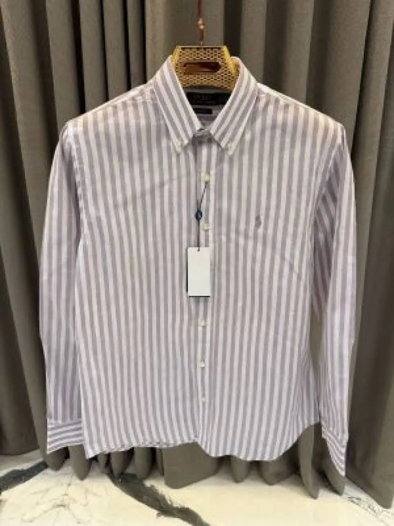 Ralph Lauren Chest Logo Lining Full Sleeves Shirt Purple