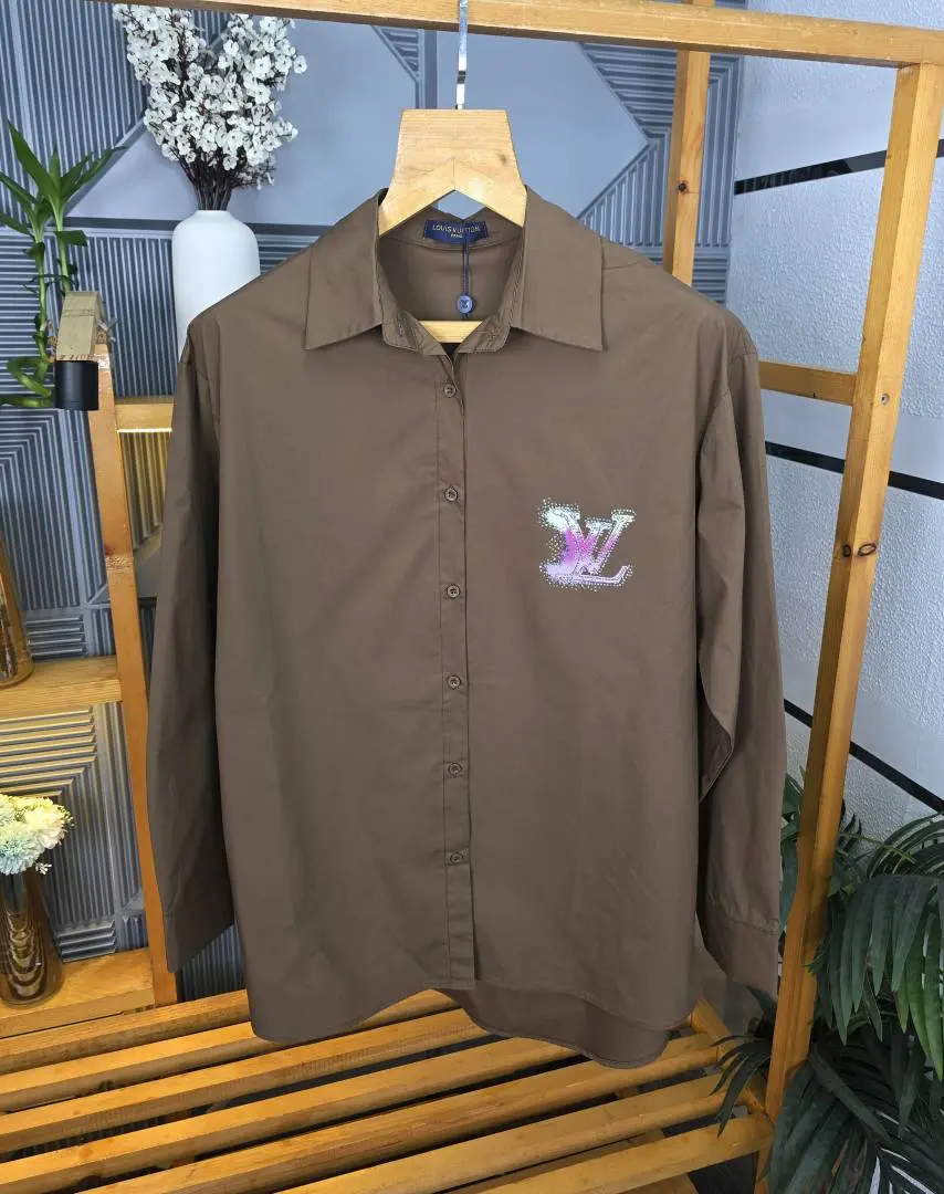 LV LOGO SHIRT BROWN S135-BR - Image 4