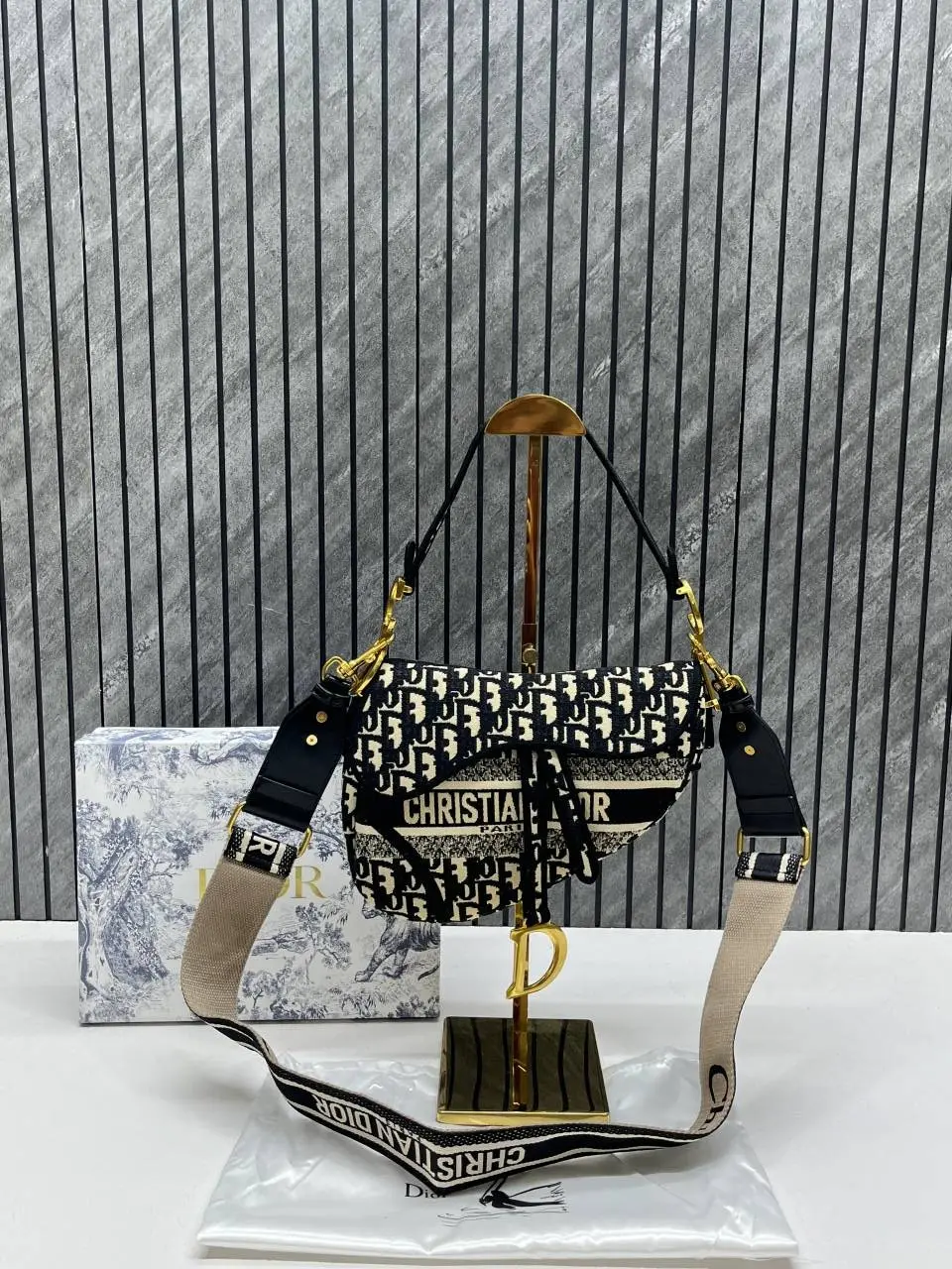 Dior Saddle Oblique Black Monogram With OriginalBox