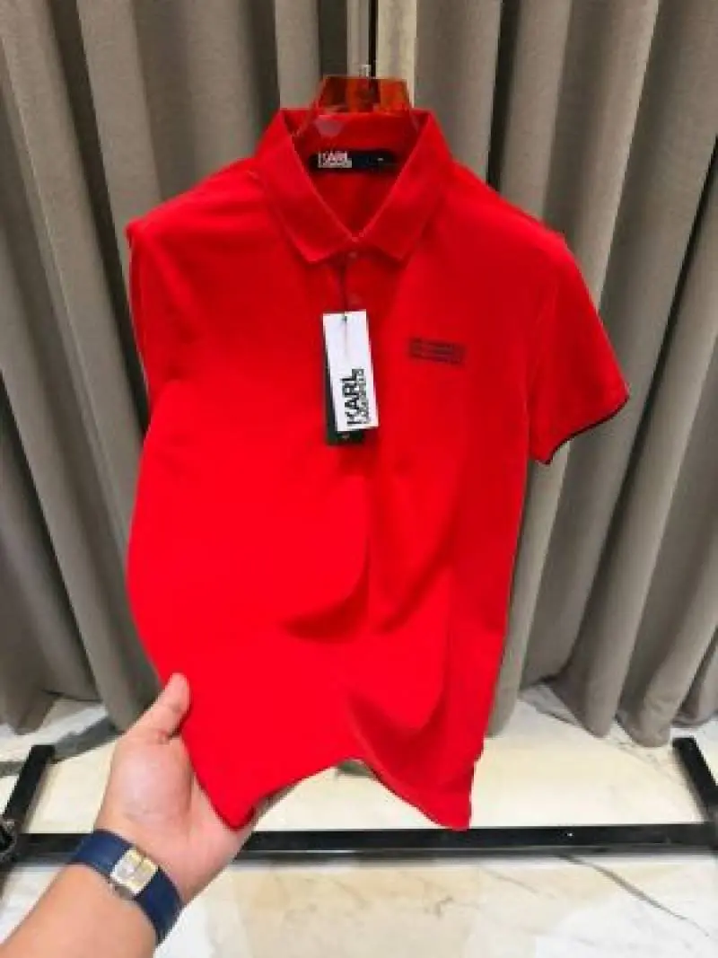 Karl Legarfield Chest Logo Polo T-shirt Red - Image 2