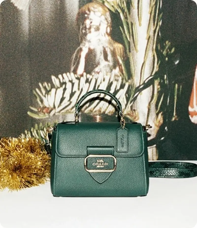 Coach Morgan Top Handle Signature Bag With OG Box & Dust Bag (Green-344) - Image 3