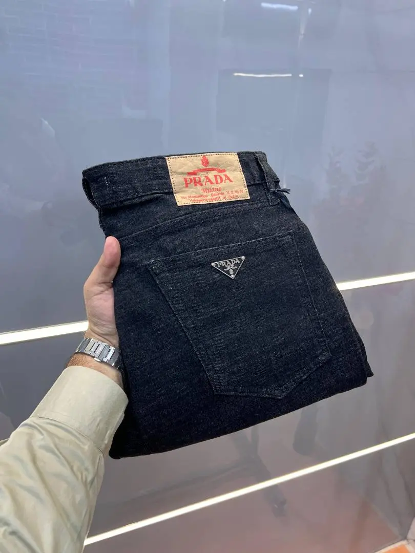 Prada Premium Imported Stretchable Lycra Fabric Comfort Fit Denim with Metal Logo Sale Offer 3065 - Image 2
