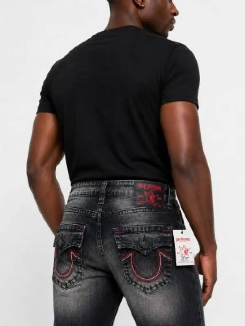 True Religion Light Shade Straight Fit Premium Imported Fabric Denim with Back Flap pockets and Embroidered work 4209
