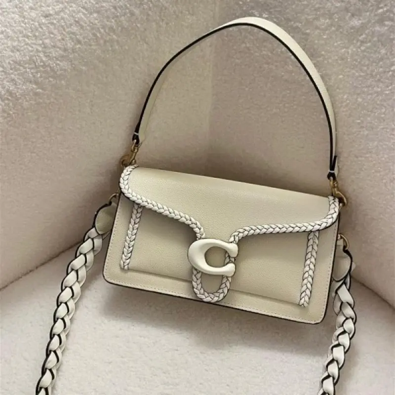 Coach Tabby 26 Elite Quality Shoulder Bag With OG Double Magnetic Box & Dust Bag & 2 Belts (Of White-664) - Image 7