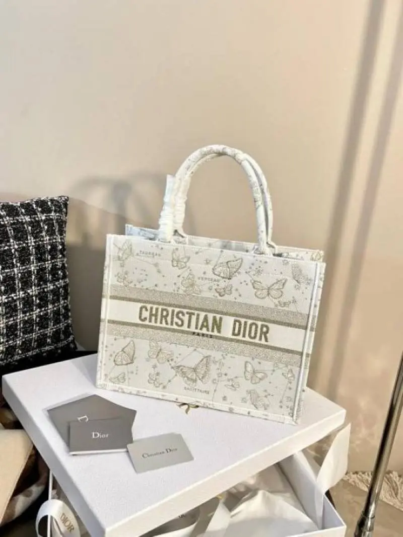 Dior Book Mini Tote Premium Oblique With OG Box & Dust Bag & Scarf (Butterfly-957) - Image 5