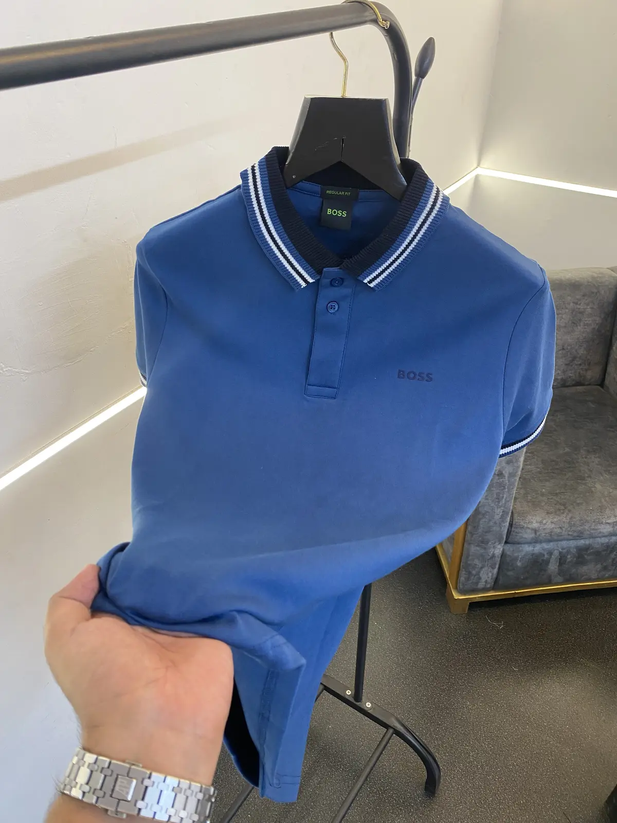 Hugo bos high quality imported polo tshirt blue - Image 2