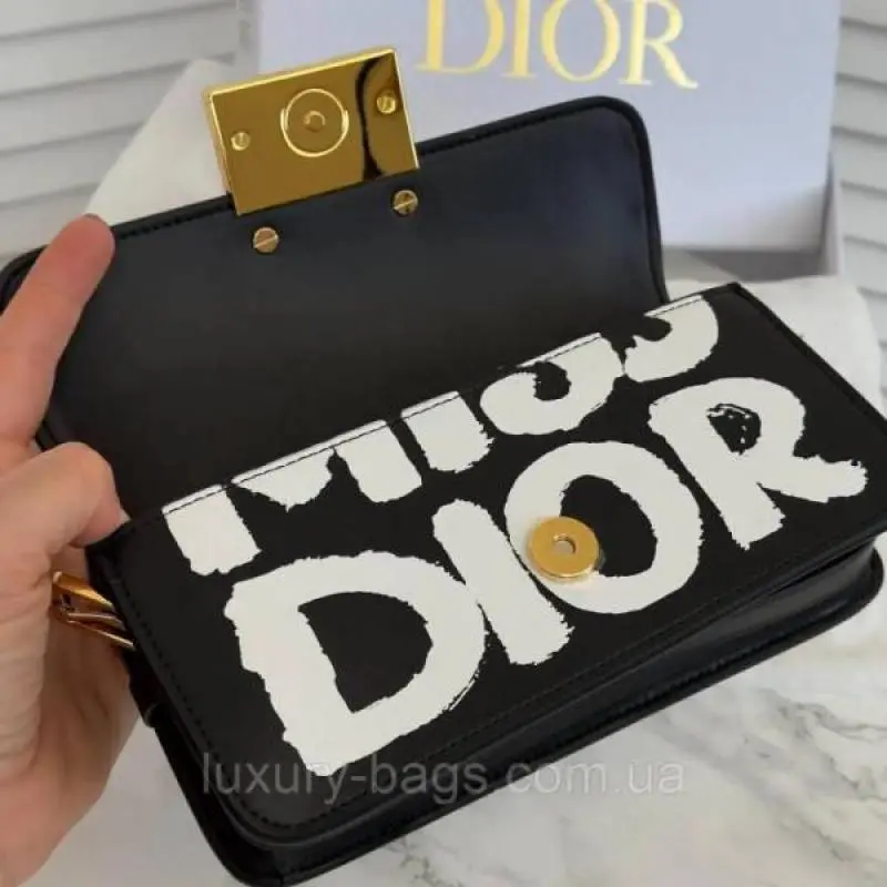 Miss Dioor Luxury Edition Superior Quality Flap Shoulder Bag With OG Box & Dust Bag (Black - 1017) - Image 4